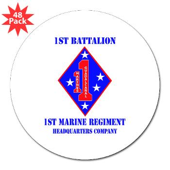 HQC1MR - M01 - 01 - HQ Coy - 1st Marine Regiment with Text - 3" Lapel Sticker (48 pk)